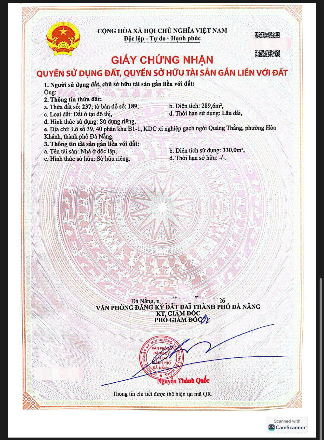 Giấy chứng nhận quyền sử dụng đất