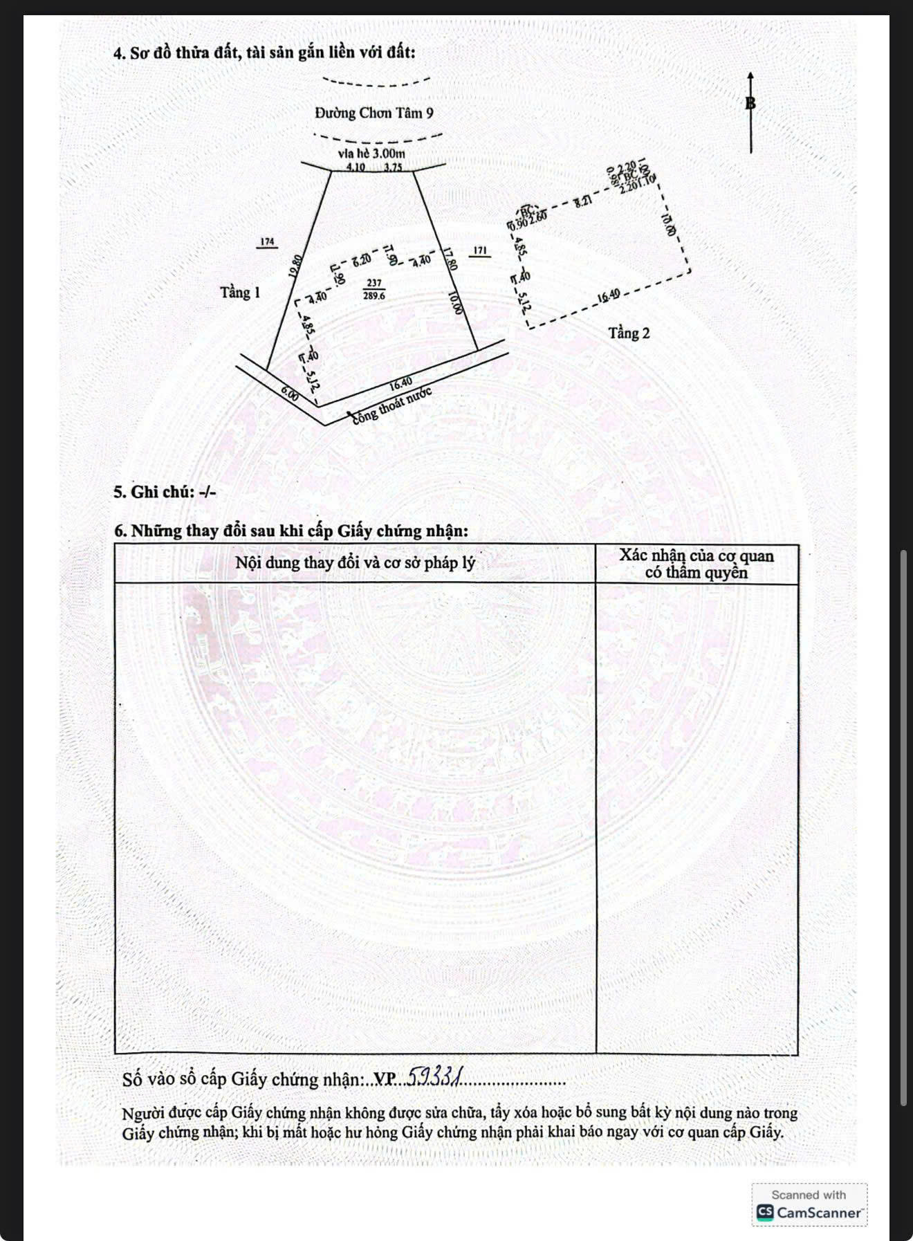 Sơ đồ thửa lô Chơn Tâm 9